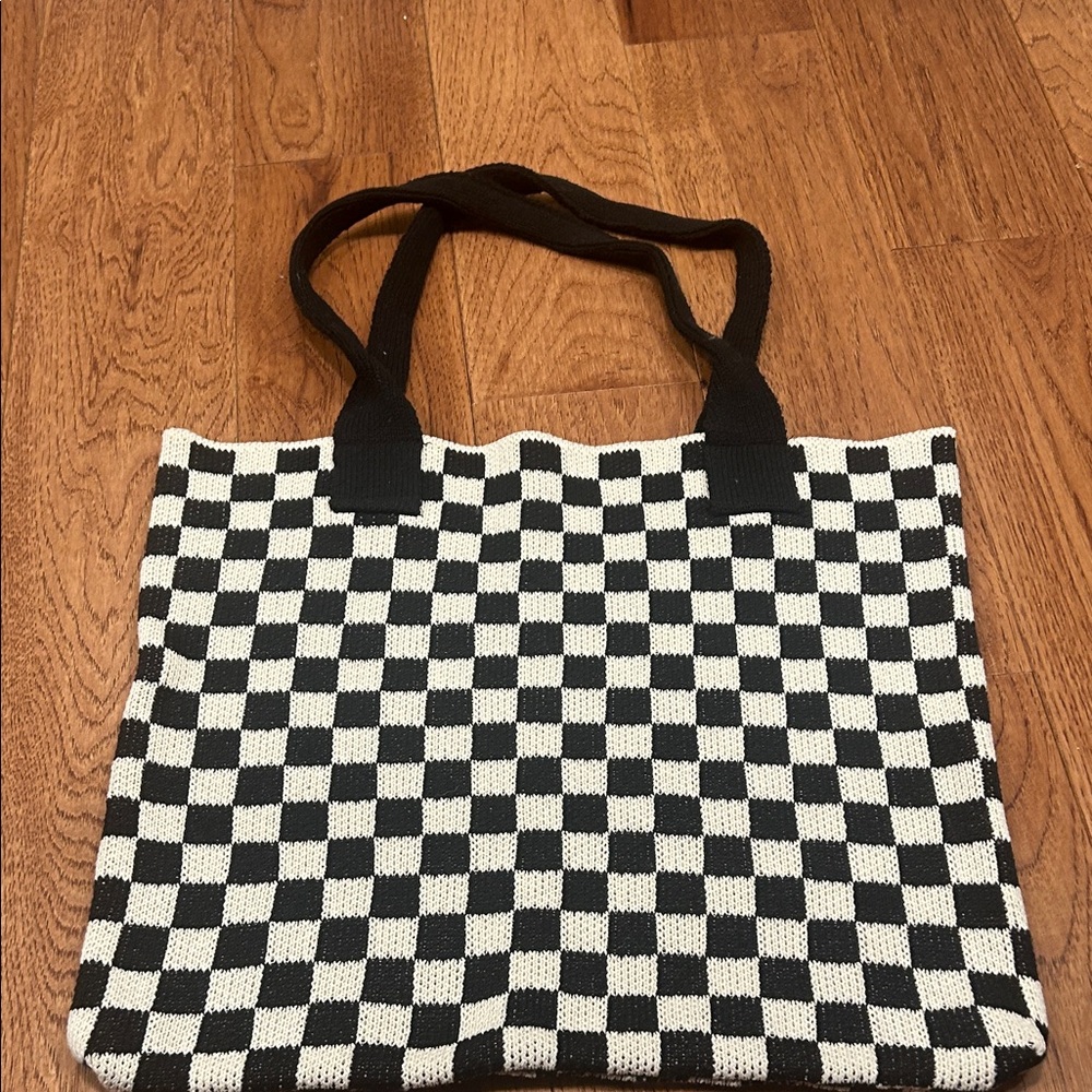 Checkered Black and White Tote Bag